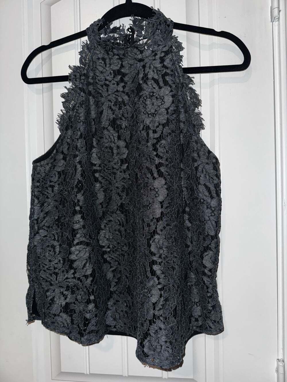 Diane von Furstenberg Jemmie Grey Melange Lace‎ Halter Top romantic